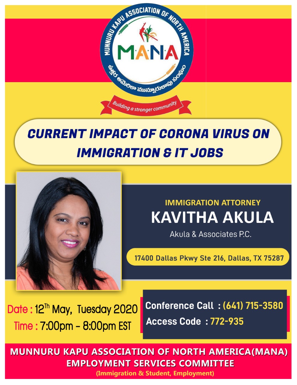 IMMIGRATION CONFERENCE MEETING BY ATTORNEY KAVITHA AKULA